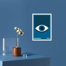 Quadro Bauhaus Azul Olho - Awakeful Lashes 24x18cm - com vidro