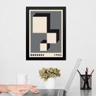 Quadro Bauhaus Cinza -Descending Blocks 45x34cm - com vidro Quadro Bauhaus Cinza -Descending Blocks 45x34cm - com vidro