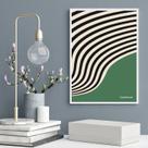 Quadro Bauhaus Green Poster - Curved Sinuosity 45x34cm - com vidro