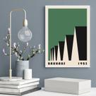 Quadro Bauhaus Green Poster - Factory Roofs 45x34cm