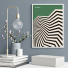 Quadro Bauhaus Green Vintage Poster - Sinuosity 33x24cm - com vidro