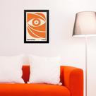 Quadro Bauhaus Laranja e Preto - Bauhaus Eye 45x34cm - com vidro