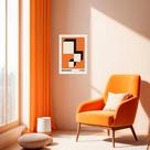 Quadro Bauhaus Laranja e Preto - Descending Blocks 45x34cm - com vidro Quadro Bauhaus Laranja e Preto - Descending Blocks 45x34cm - com vidro