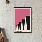 Quadro Bauhaus Pink - Factory Roofs 45x34cm - com vidro