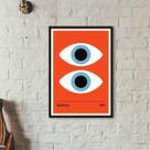 Quadro Bauhaus Poster Olhos - Vermelho 45X34Cm - Com Vidro