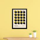 Quadro Bauhaus Preto e Amarelo -Cubic Perspective 45x34cm - com vidro