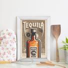 Quadro Bebida Vintage Tequila 22x32cm Moldura Branca