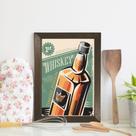 Quadro Bebida Vintage Whisky 22x32cm Moldura Marrom