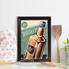 Quadro Bebida Vintage Whisky 22x32cm Moldura Preta