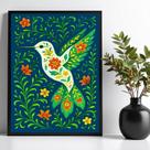 Quadro Beija-Flor Colibri Floral Farm 33x24cm - com vidro