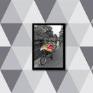 Quadro Bicicleta com Flores Coloridas 33x24cm - com vidro