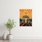 Quadro Boho Hippy Mushroom Sunrise 24x18cm