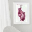 Quadro Boxe Luvas Rosa - 60x48cm Quadro Boxe Luvas Rosa - 60x48cm