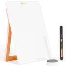 Quadro branco de vidro de mesa Yeoux com suporte de madeira reversível 24x17cm