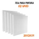 Quadro Branco Pintura Pequeno 02 UNID Tela 20X20CM Arte Desenho Pintar