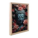 Quadro Buda Decoração Sabedoria Prosperidade Felicidade Monge Budismo Jardim Zen com Moldura Caixa Alta