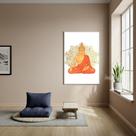 Quadro Buda Meditando Em Tons Alaranjados - 70x50cm