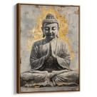 Quadro Buda Meditando na Luz Dourada da Paz