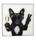 Quadro buldog estiloso em vidro com moldura em alumínio 0,50x0,50x0,02 Quadro buldog estiloso em vidro com moldura em alumínio 0,50x0,50x0,02