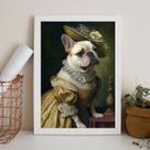 Quadro Bulldog Francês Branquinha - Lady 33x24cm - com vidro