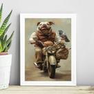 Quadro Bulldog Motociclista 45x34cm