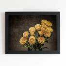 Quadro Buquê de Rosas Amarelas Sépia Moldura Preta 60x40cm