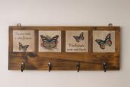 Quadro cabideiro quadruplo borboletas - 50 x 19,5 cm