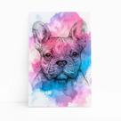 Quadro Cachorro Buldogue Francês Canvas Aquarela 60x40cm
