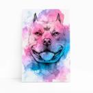 Quadro Cachorro Pitbull Aquarela Tinta Canvas 60x40cm