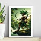 Quadro Candomblé Oxossi Guerreiro 45x34cm