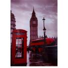 Quadro Canva Inglaterra/Cabine Telefônica/Ônibus/Torre do Relógio Palácio de Buckingham/Paisagem