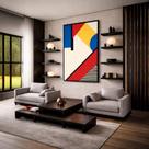 Quadro Canvas Absta. Geométrica Bauhaus 70x50cm Mold Preta