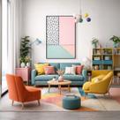 Quadro Canvas Abstrato Bolinhas Pretas 60x40cm Mold Preta