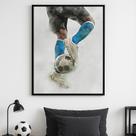 Quadro Canvas Aquarela Futebol Drible Mold.Preta Tam:60x40cm