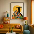 Quadro Canvas Arte Rio Cristo e Favela 60x40cm Mold Branca Quadro Canvas Arte Rio Cristo e Favela 60x40cm Mold Branca