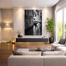Quadro Canvas Canoa Veneza 90x60cm Mold Preta