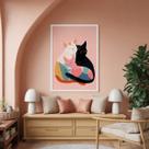 Quadro Canvas Cat Love Art Print 90x60cm Mold Preta