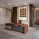 Quadro Canvas Cubic Perspective Laranja 60x40cm Mold Branca