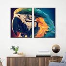 Quadro Canvas Decorativo para Sala 2 Telas Arara Geométrica 1,00x80