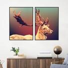 Quadro Canvas Decorativo para Sala 2 Telas Cervo Geométrico 42x30 Quadro Canvas Decorativo para Sala 2 Telas Cervo Geométrico 42x30