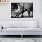 Quadro Canvas Decorativo para Sala Rinoceronte P&b 70x90