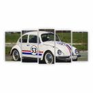 Quadro Canvas Fusca Branco Herbie 53 Filme 155x65cm Quadro Canvas Fusca Branco Herbie 53 Filme 155x65cm
