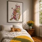 Quadro Canvas Garden Cat 40x30cm Mold Branca