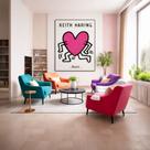 Quadro Canvas Keith Haring Heart 40x30cm Mold Branca