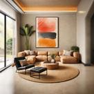 Quadro Canvas Laranja Vermelho Preto 40x30cm Mold Branca