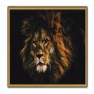 Quadro canvas leao com moldura decorativo escritorio sala quarto comercio consultorio grande 70cm