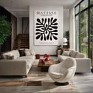 Quadro Canvas Matisse Coral Preto 70x50cm Mold Branca