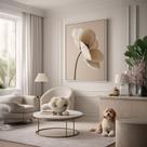 Quadro Canvas Neutro Flor Bege 60x40cm Mold Preta Quadro Canvas Neutro Flor Bege 60x40cm Mold Preta