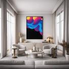 Quadro Canvas Ondas Neon 60x40cm Mold Branca