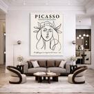 Quadro Canvas Pablo Picasso Intitulada 70x50cm Mold Branca